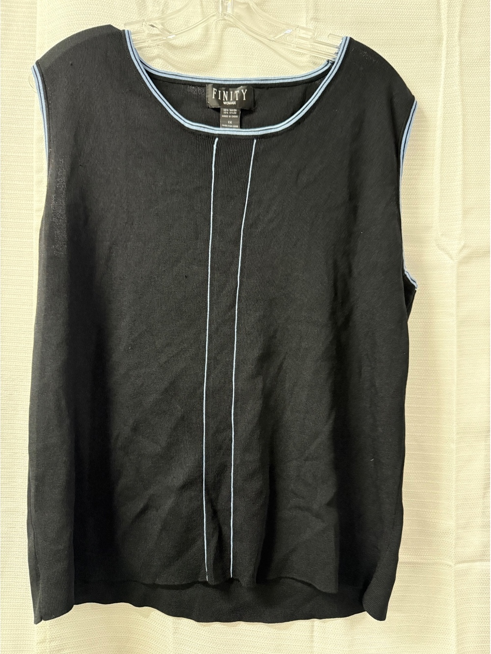 Finity Woman Black Rayon Nylon Sleeveless Pullover Top Size 1X